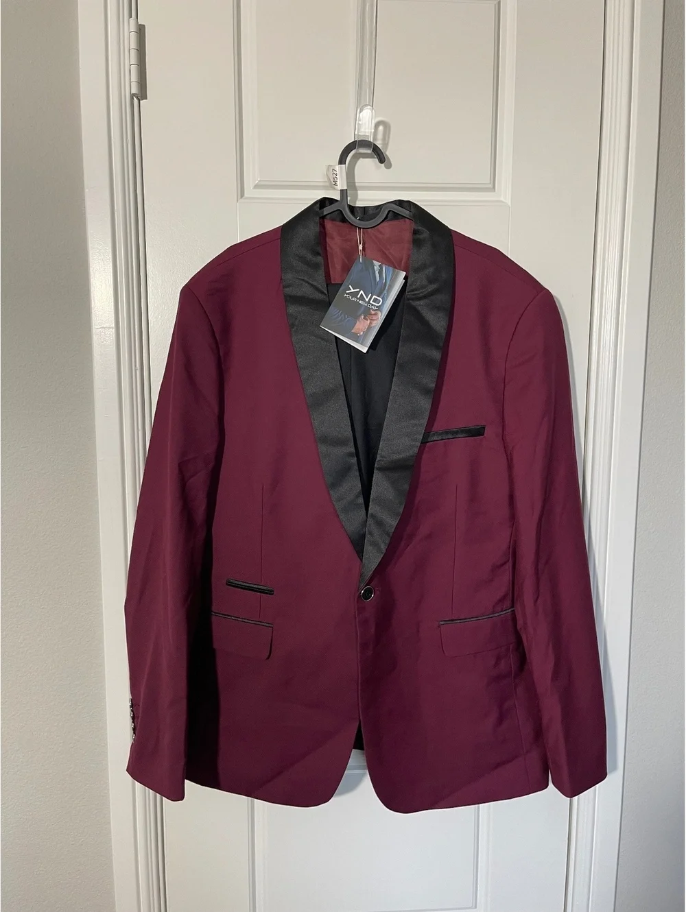 YND Suits for Men Size LG Burgundy Red Shawl Lapel M527